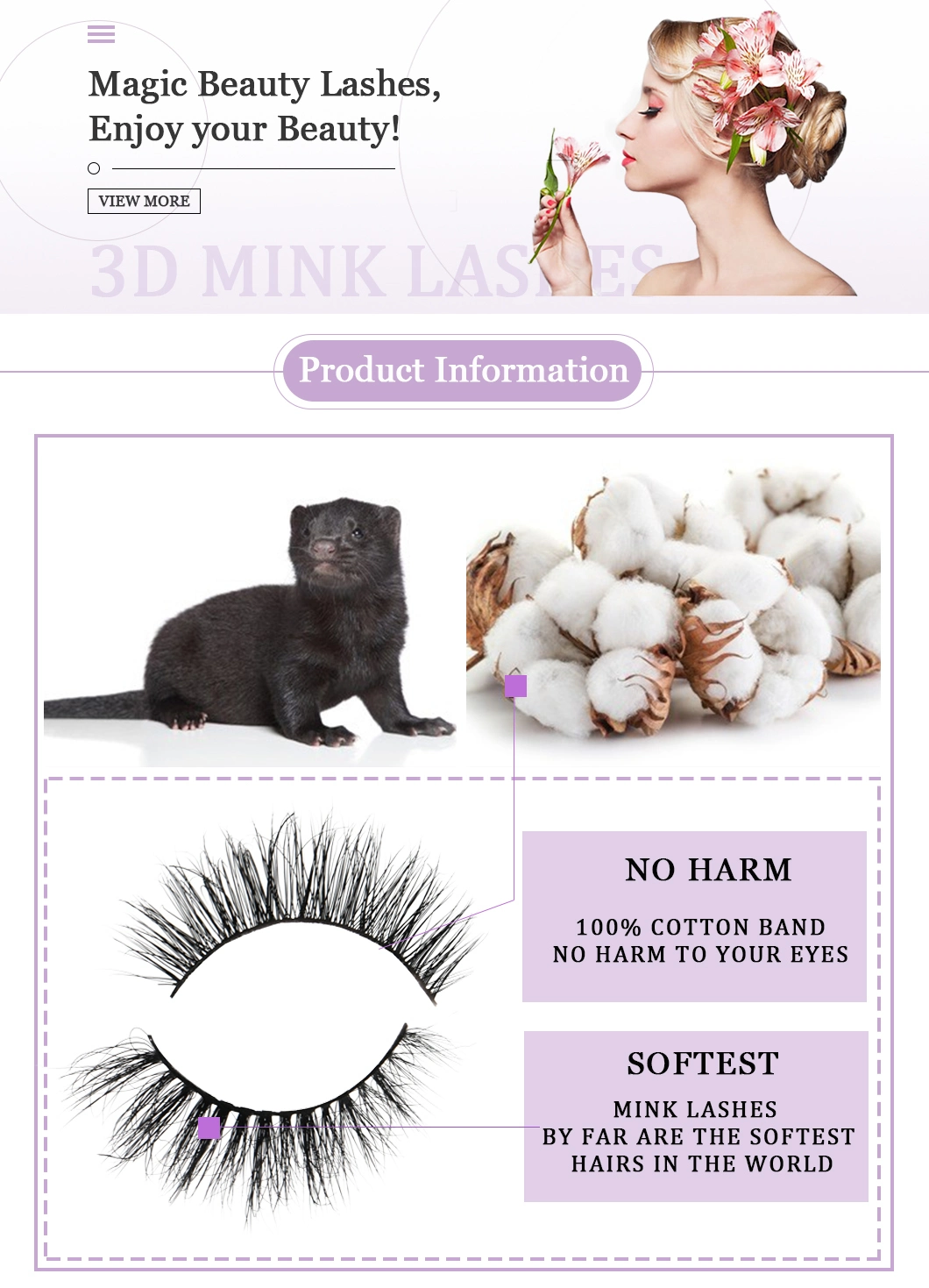 Newest Style False Lashes 3D 5D False Real Mink Fur Strip Eyelash with Custom Box