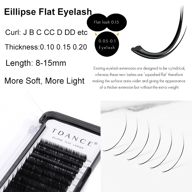 Flat Lash Private Label Base Matte Flat Ellipse Eyelash Extension Flat Lash Extension