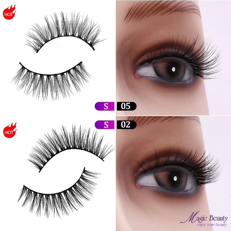 Private Label Korea Quality Lashes 3D S02 S05 Silk Eyelash Makeup Eyelashes with Free Sample