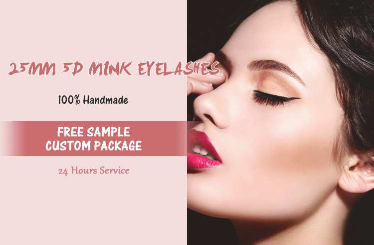 Custom Made Synthetic Lashes 25mm Faux Mink Eyelashes 3D Silk Eyelash