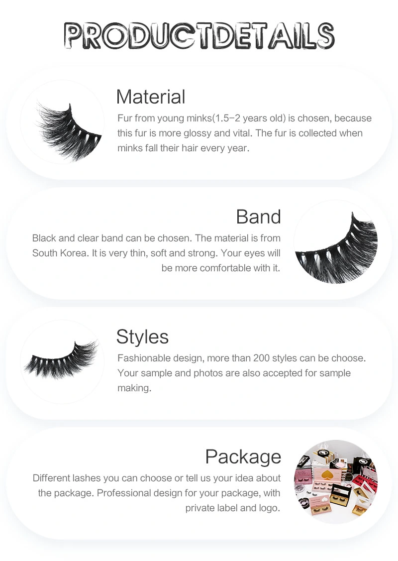 New Design Own Brand Free Eyelashes Samples 3D Mink Eyelashes