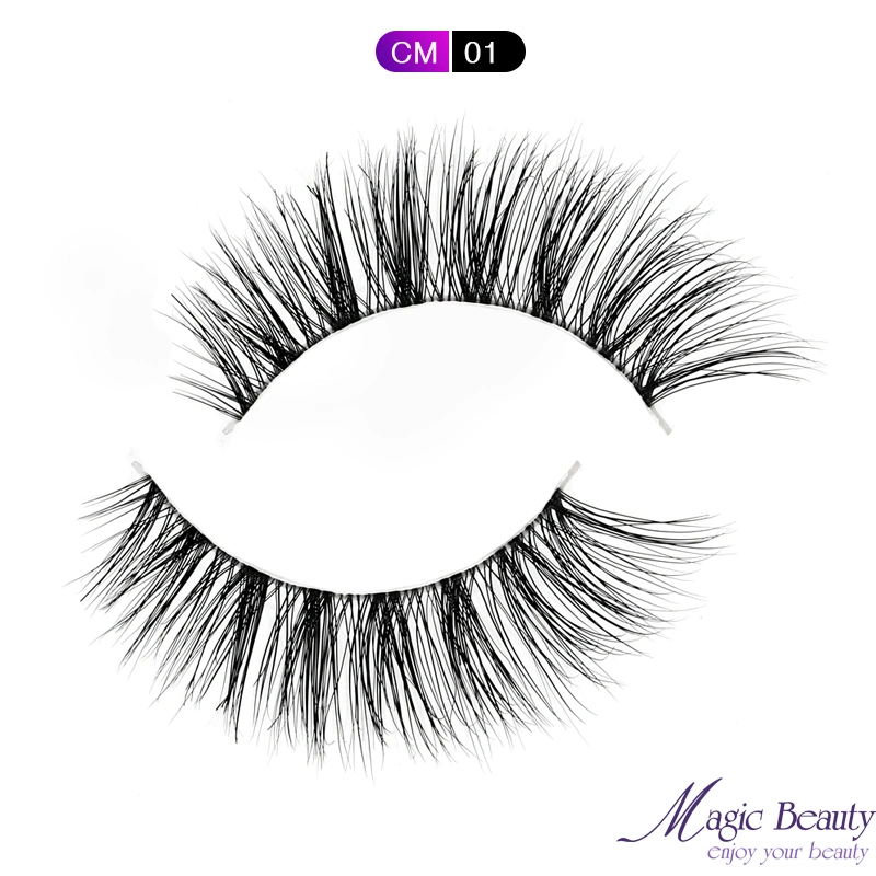 100% Cruelty-Free Clear Band 3D Mink Strip Lashes False Eyelashes with Customized Box