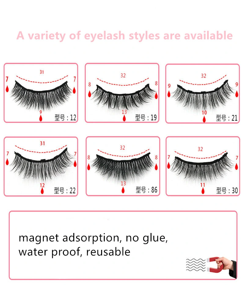 Wholesale Magnetic Eyeliner Eyelashes Extension Silk Strip Lashes Fluffy Mink Eyelashes OEM Private Label False Eyelashes