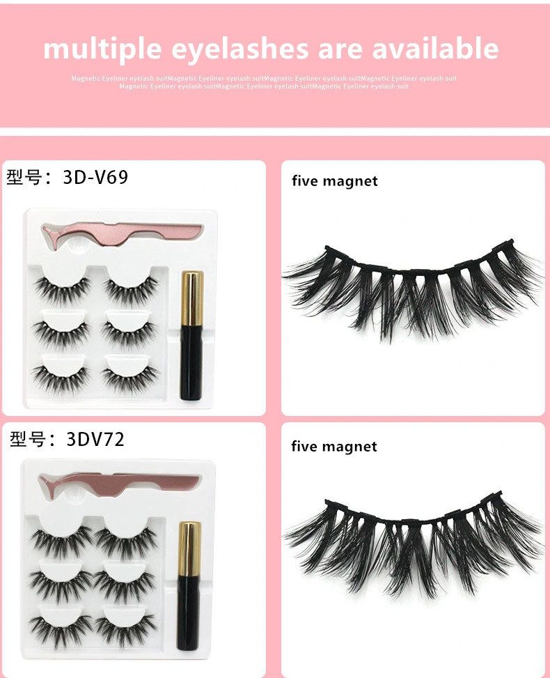 Magnetic Eyelashes Private Label 3D Faux Mink Magnetic Eyelashes Extensions Magnetic Eyeliner Eyelashes Suit