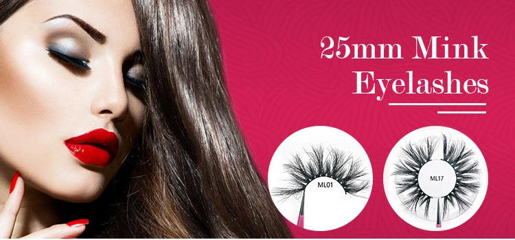 Mink Eyelash 3D Vendor 25mm False Eyelashes with Custom Paaging Logo Eyelash Case