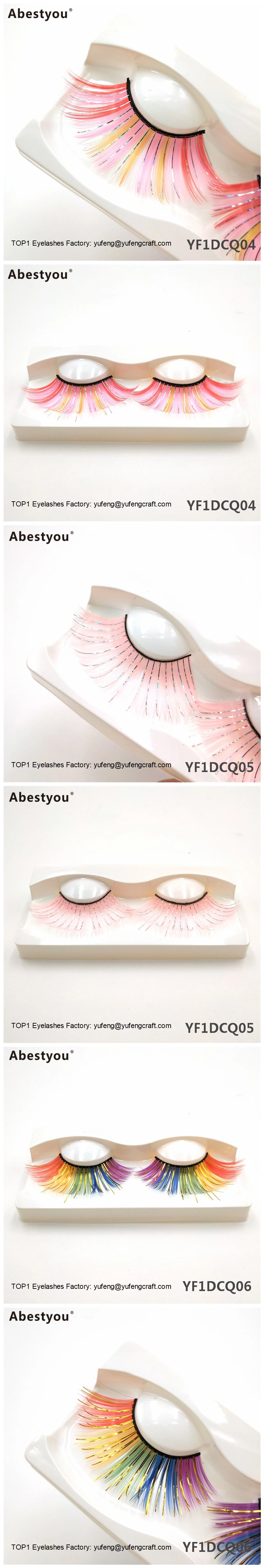 Abestyou 1pair 30mm Length Colorful Eyelashes