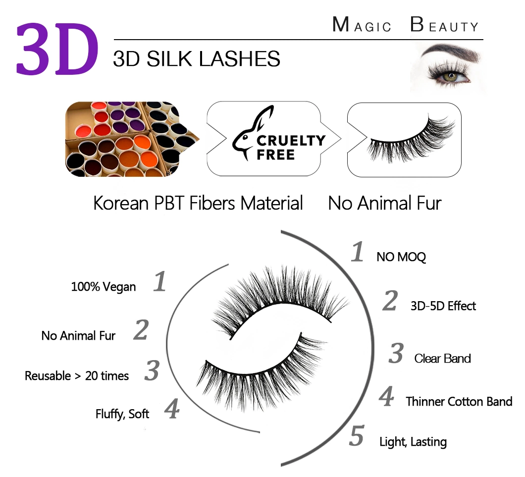 Private Label Korea Quality Lashes 3D S02 S05 Silk Eyelash Makeup Eyelashes with Free Sample