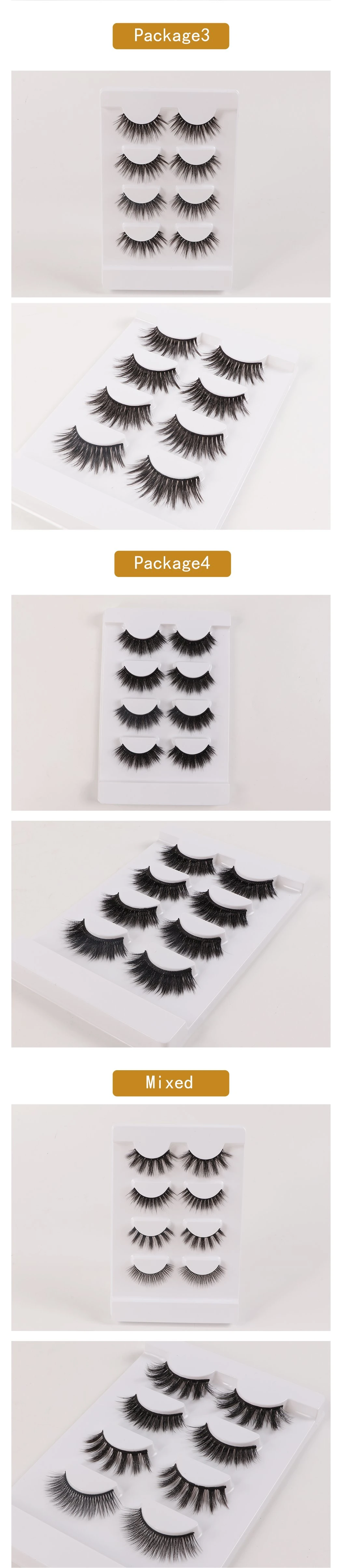 Wholesale Private Label Eyelash Vendor Natural Looking 3D Faux Mink Eyelashes 3D Silk Fluufy Lashes