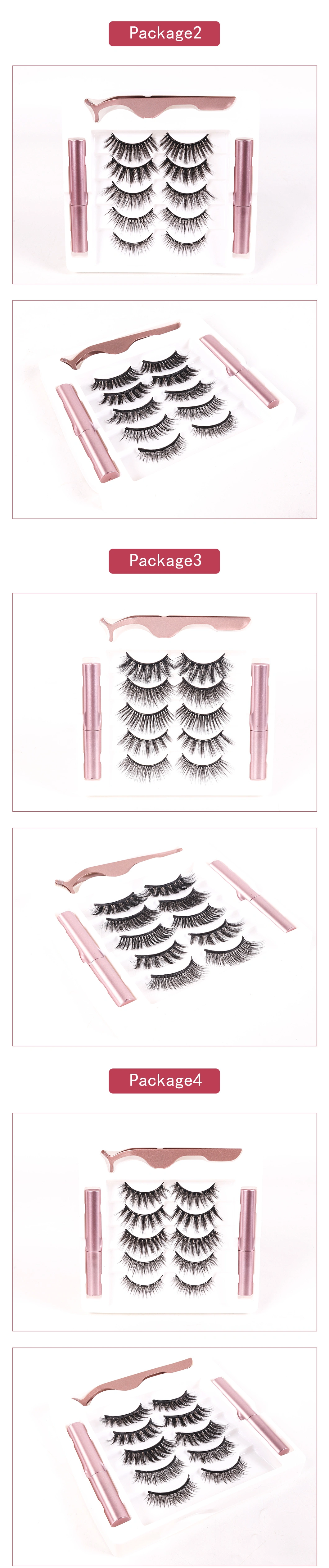 New Design Magnetic Silk Mink Eyelashes 3D 5D Magnet Eyelashes with Magnetic Eyeliner Kit Magnetic Eyelashes