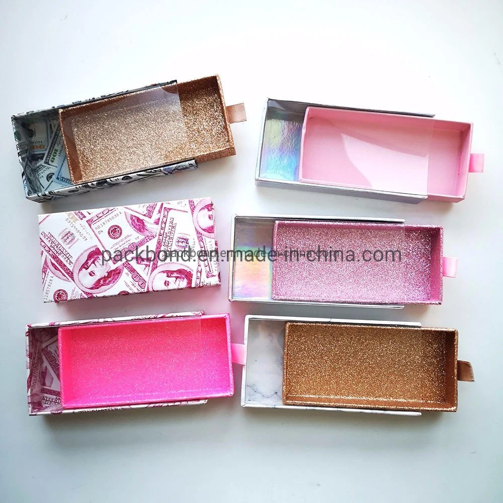 Wholesale Eyelash Custom Luxury Packaging Pink Glitter Paper Eyelash Packaging Box