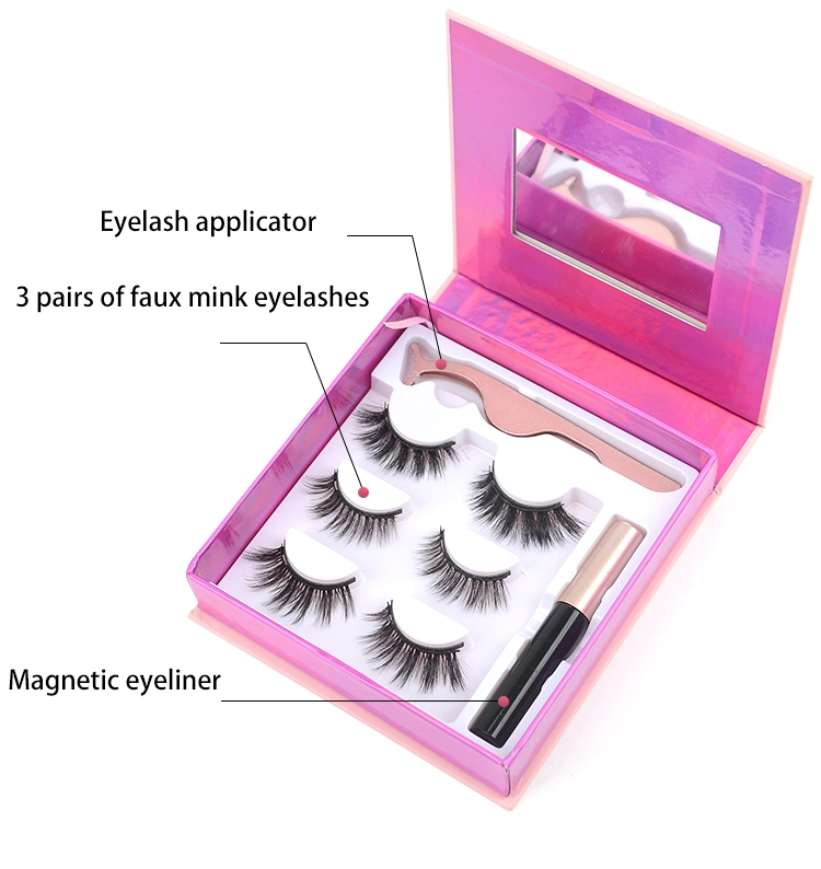 Factory High Quality Magnetic Eyelashes Custom Magnetic Eyelashes with Eyeliner, Wholesale Magnetic Eyelashes Custom Lashes