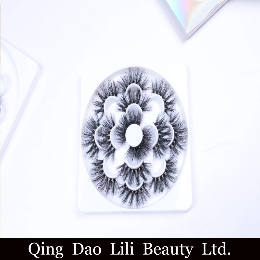 Customized 3D Lashes 25mm 5D Mink Eyelashes Book of 7pairs Flower Eyelashes Tray