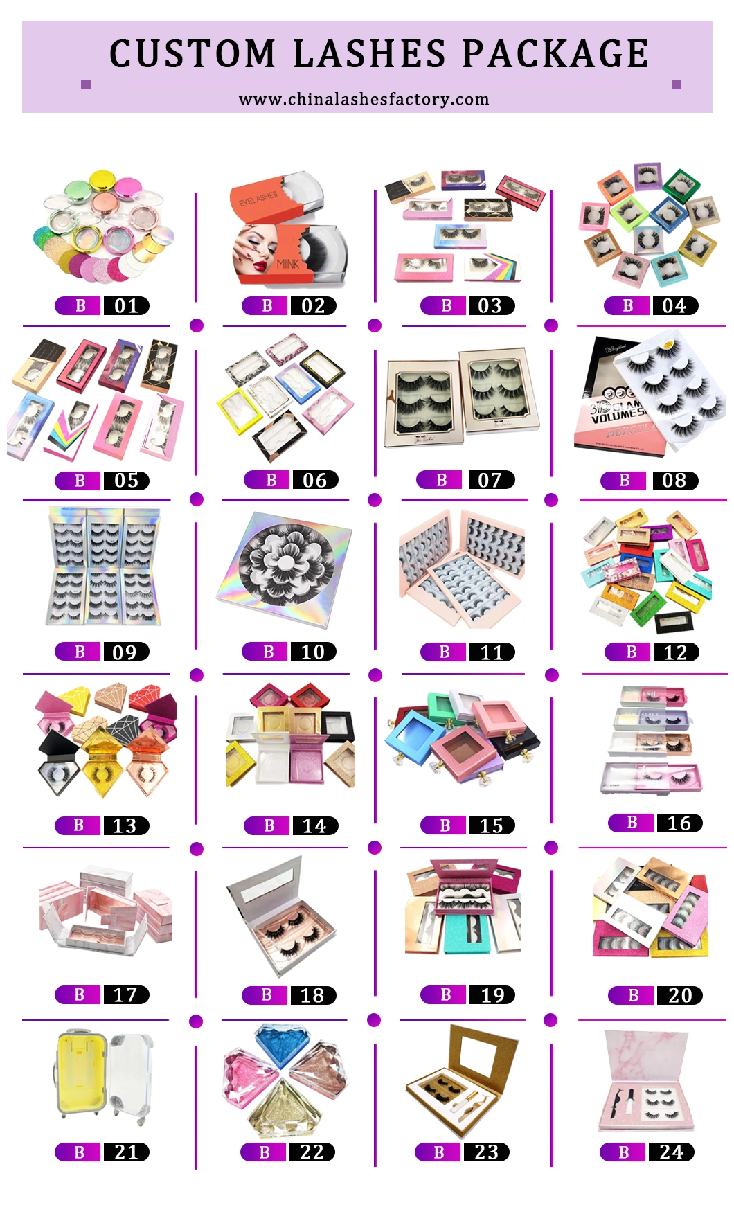 Box Case Manufacturer Eyelash Book Pallet Packaging False Faux Mink Eye Lash with More Pairs Pack Lashes in Different Styles for Makeup Beauty Lover