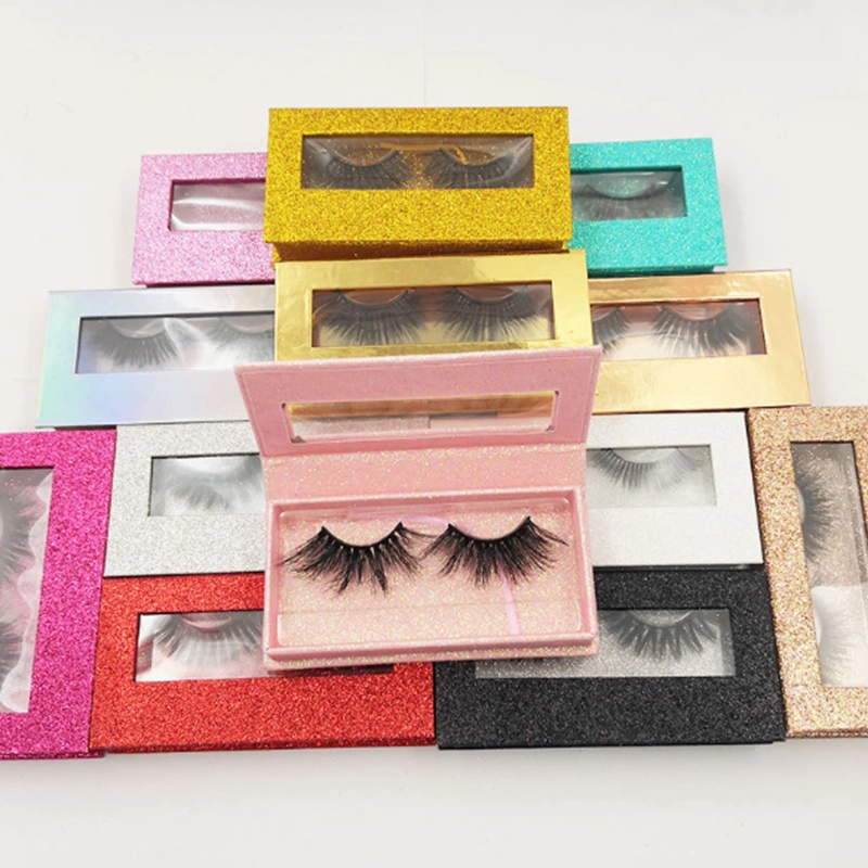 Private Label Clear Band False Eyelash 3D Mink Eyelash with Custom Eyelash Box Packaging Case