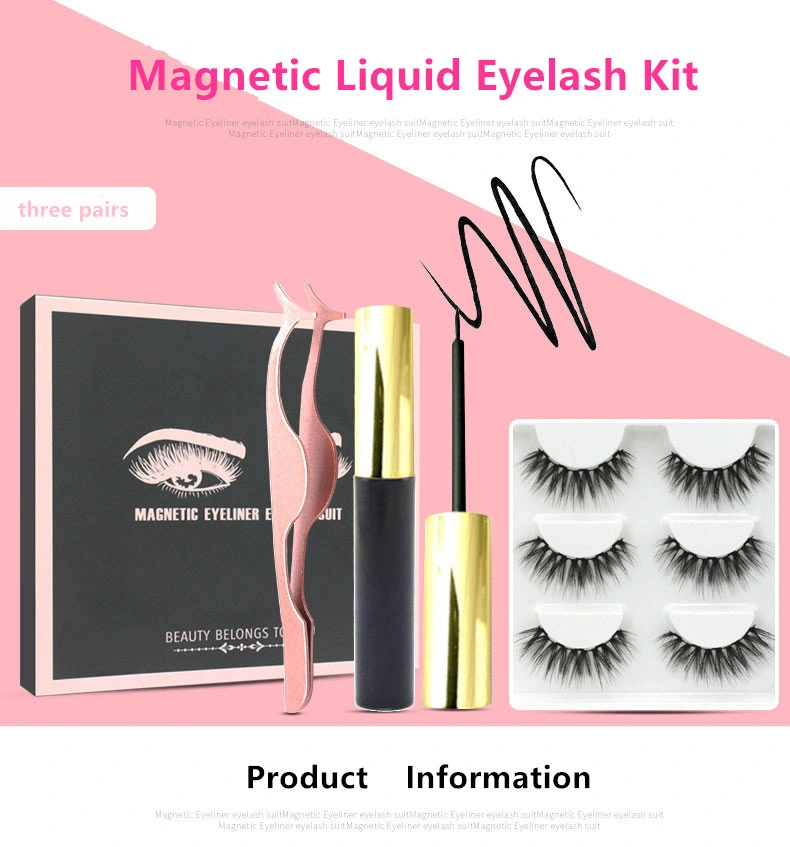 Magnetic Eyelashes Private Label 3D Faux Mink Magnetic Eyelashes Extensions Magnetic Eyeliner Eyelashes Suit