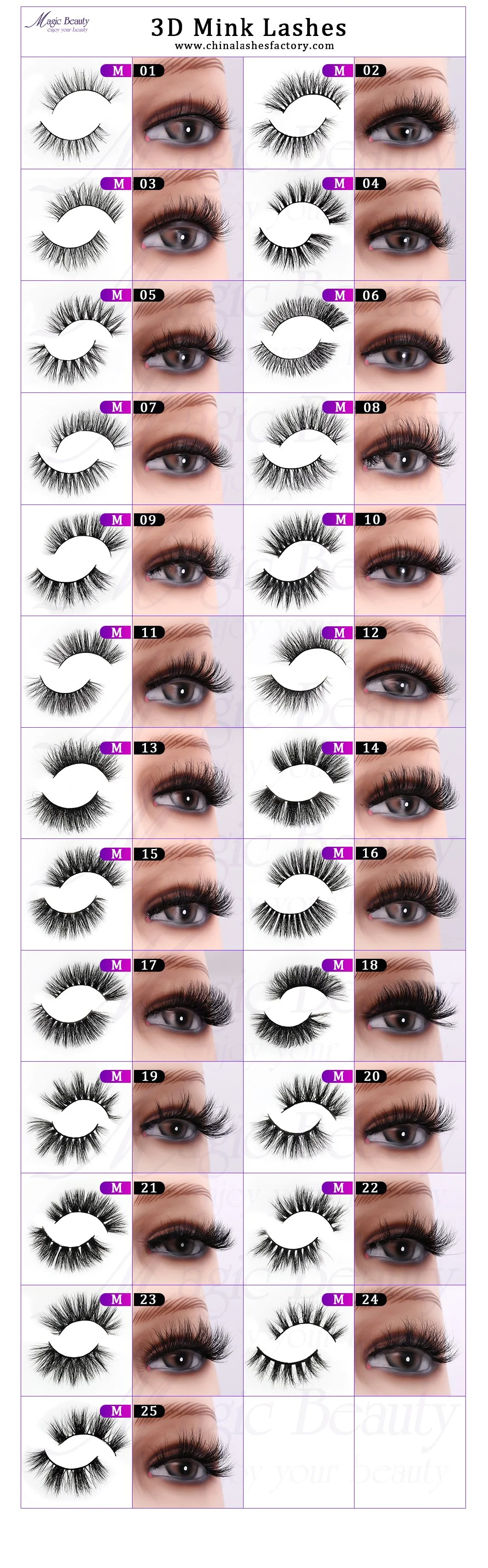 Popular Makeup 3D Mink Eyelashes 25mm Mink Lashes False Eyelashes with Free Sample