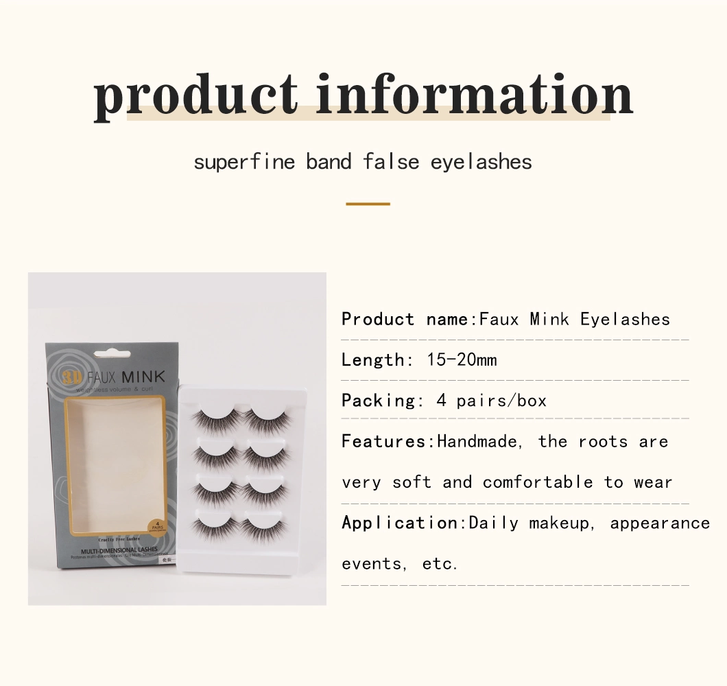 Wholesale Private Label Eyelash Vendor Natural Looking 3D Faux Mink Eyelashes 3D Silk Fluufy Lashes