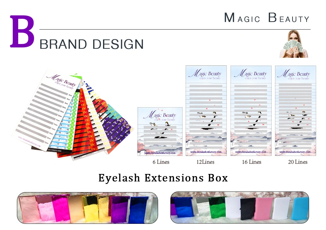 16rows/Tray 8 Colors Rainbow Eye Lashes Extension Colored J/B/C/D Curl Colorful Eyelash Extension with Beauty Makeup Girl