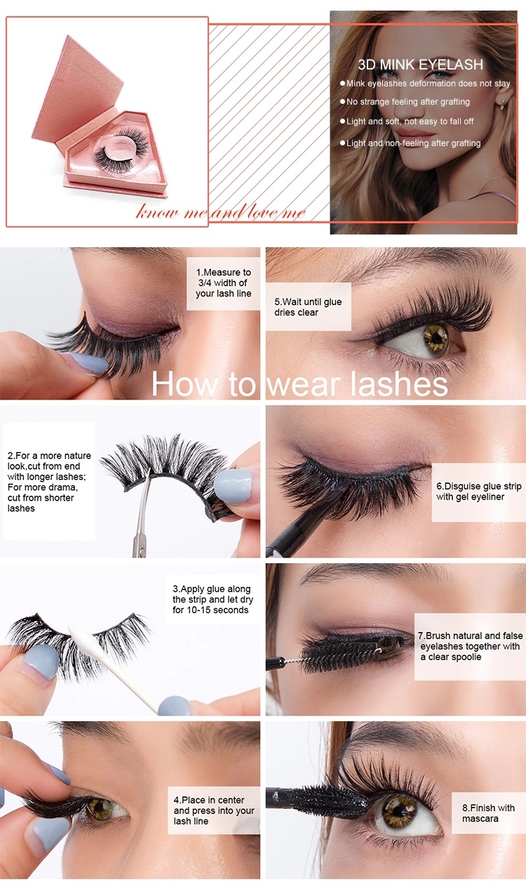 Custom Packaging Eyelashes Own Brand Private Label 100% Real Mink Lashes 3D Mink Eyelashes