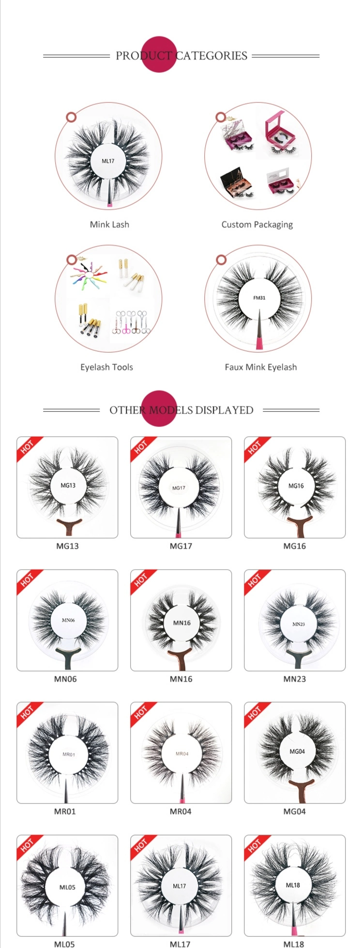 Wholesale Mink Eyelash Vendors 16-18mm 5D Mink Eyelashes Customized Logo Vendor