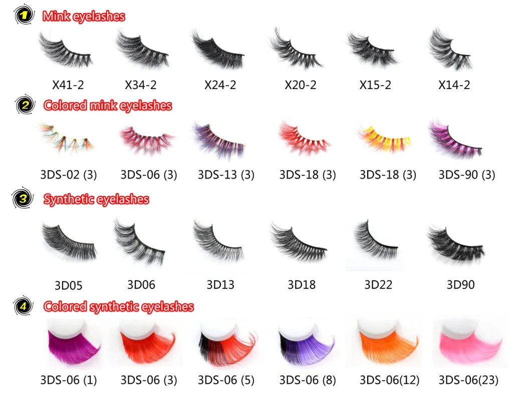 Bulk Price High Quality3d Mink Colorful Eyelash Extension Customized Packaging