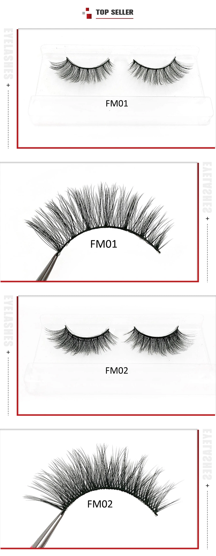 3D Faux Mink Eyelashes Invisible Band Private Label 3D Faux Mink Eyelashes Custom