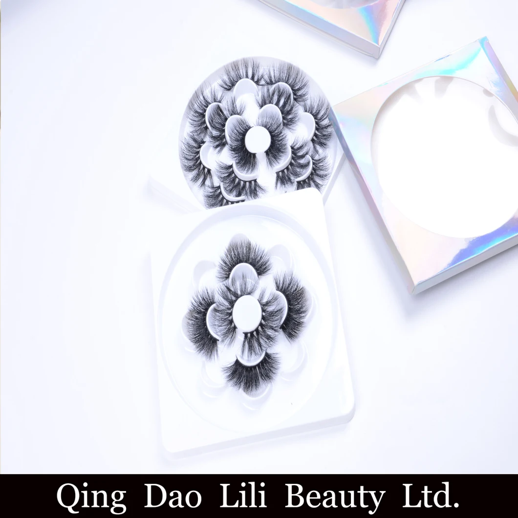 Customized 3D Lashes 25mm 5D Mink Eyelashes Book of 7pairs Flower Eyelashes Tray