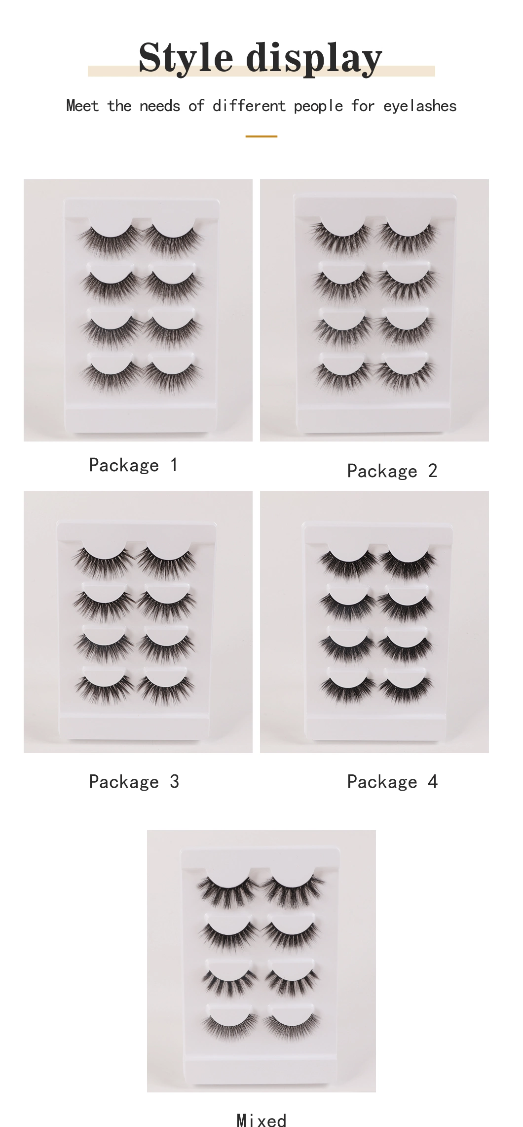 Wholesale Private Label Eyelash Vendor Natural Looking 3D Faux Mink Eyelashes 3D Silk Fluufy Lashes