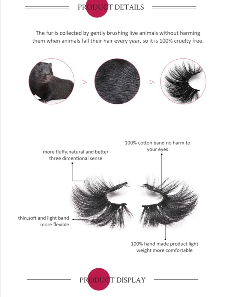 Wholesale Mink Eyelash Vendors 16-18mm 5D Mink Eyelashes Customized Logo Vendor