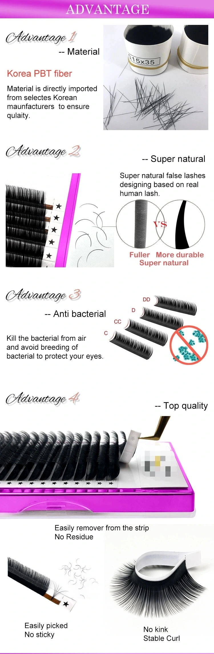 Korea Style Silk Eyelashes Extensions False Eyelash Private Label Individual Russian Volume Lashes Eyelash Extension