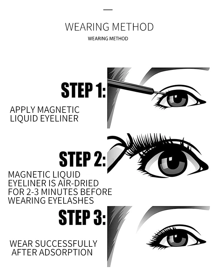 4 Pairs of 3D Magnet Eyelashes False Eyelash Set Glue-Free Magnetic Eyeliner