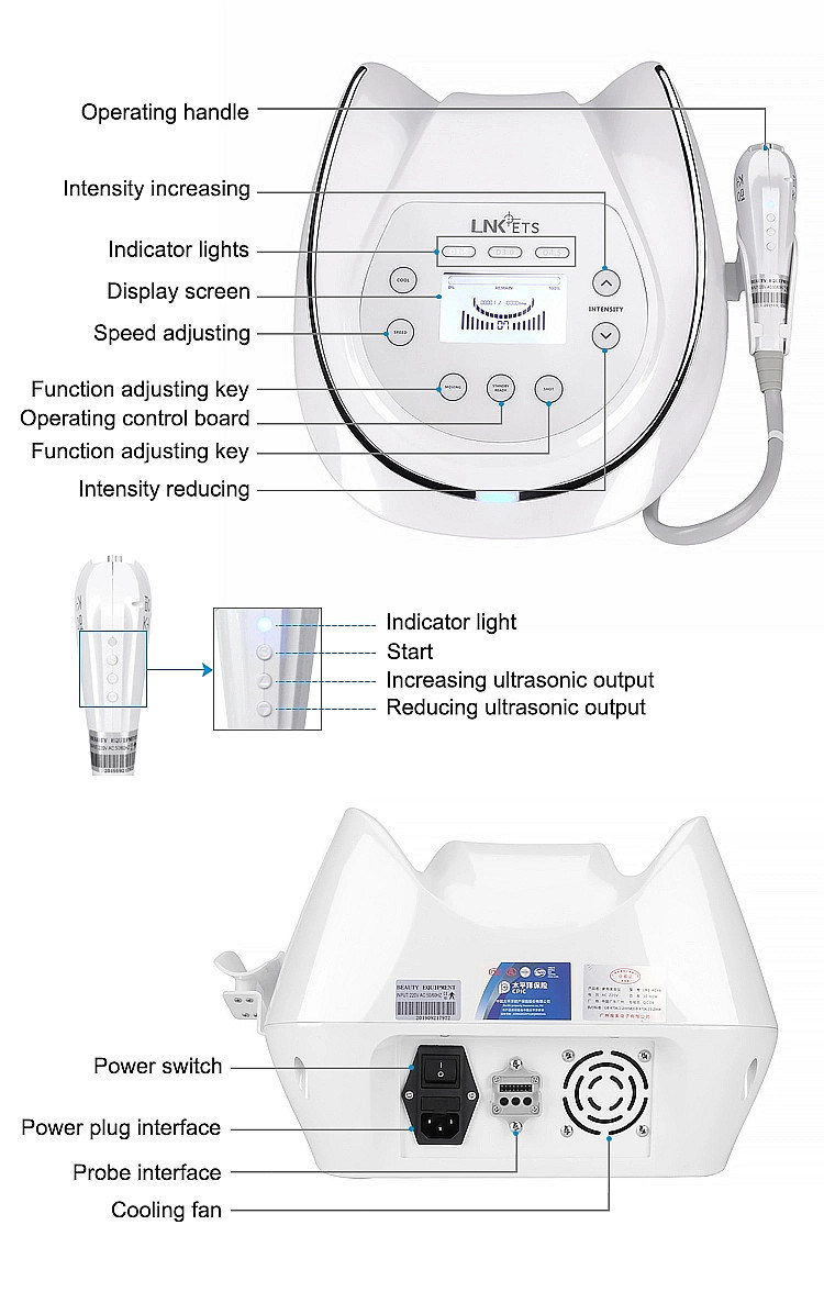 Korea Vmax Hifu Ultrasound Hifu Facial Machine for Wrinkle Removal Anti-Aging