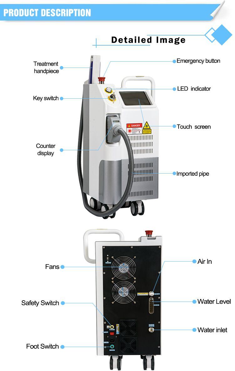 Professional Q Switch ND YAG Laser 1064 ND YAG 532 Nm Tattoo Removal Portable Laser Pigmentation Removal