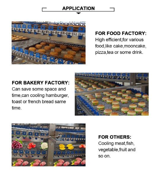 Automatic Spiral Fast Freezing Tower Conveyor Equipment for Bakery Bread Baking