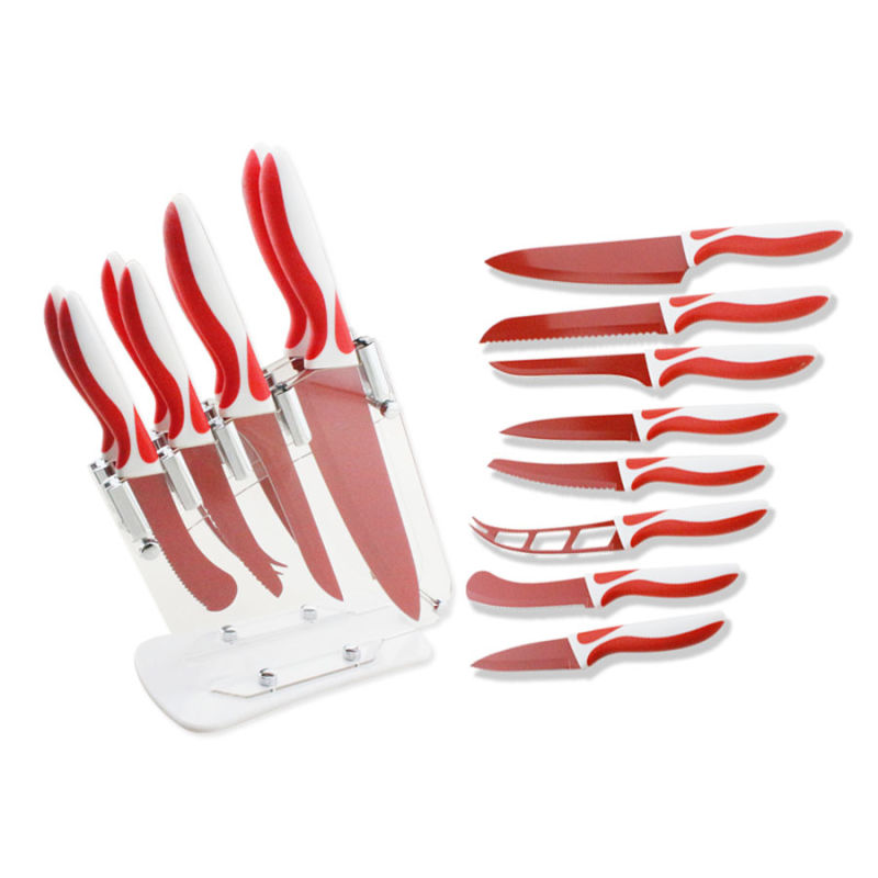 Beauty Gifts Zirconia Red Handle Ceramic Knife with Holder Kitchen Set Kitchen Knife