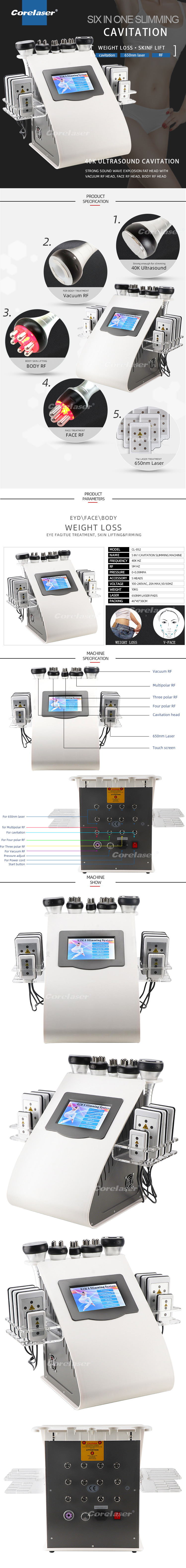 Popular Cavitation RF Weight Loss Vacuum Ultrasound RF Vacuum Cavitation Slimming Cavitation Machine