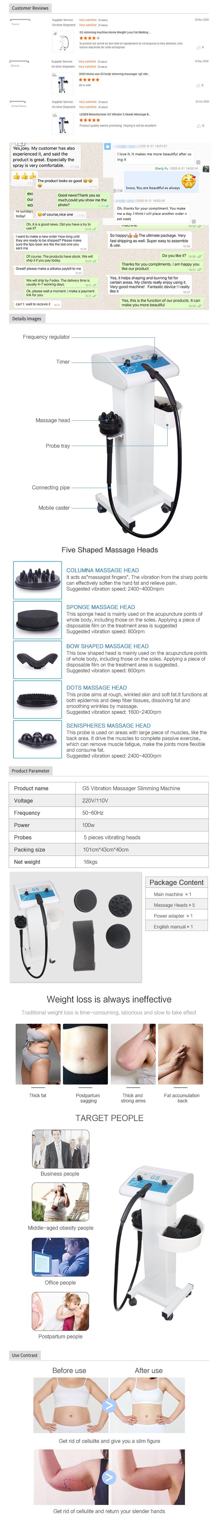 Lesen Manufacturer G5 Vibrator 5 Heads Massage Body Slimming Massager Machine