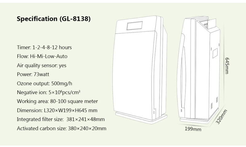 Multifunction Floor Standing Ozone UV Lamp Home Air Purifier