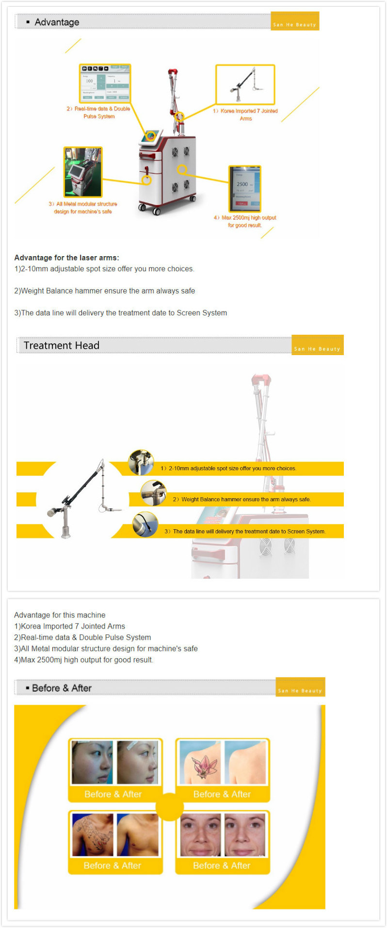 Powerful Laser Tattoo Removal / ND YAG Laser / Tattoo Removal Equipment