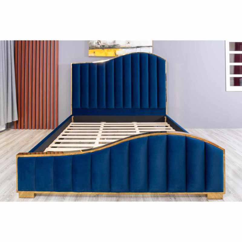 Wavy Design Headboard King Bed Home Furniture