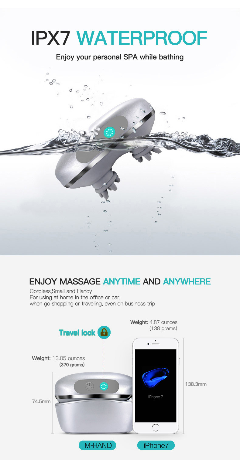 Neck Massager Silicone Waterproof Scalp Massager Brush Head Body Massager Device
