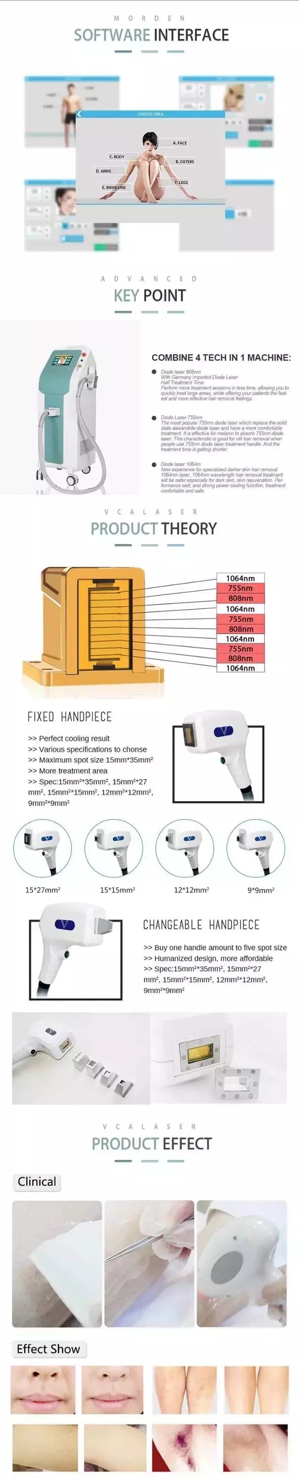 Vertical Beauty Machine 808nm Diode Laser for Hair Removal Machine