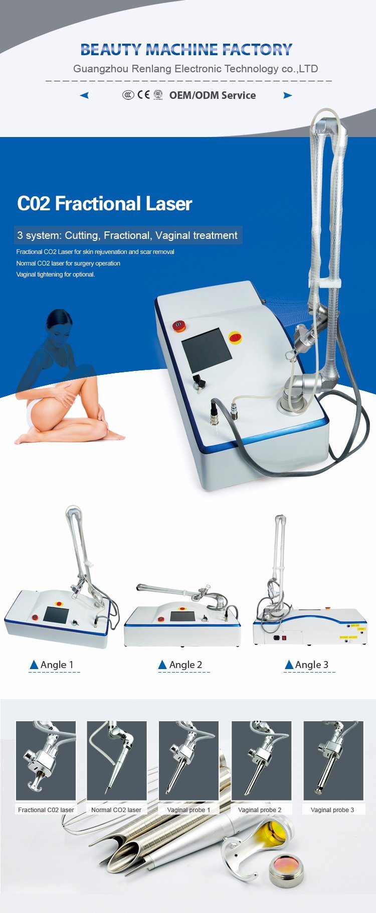 Ce Approved Portable Skin Rejuvenation RF Fractional CO2 Laser Vaginal Tightening Machine