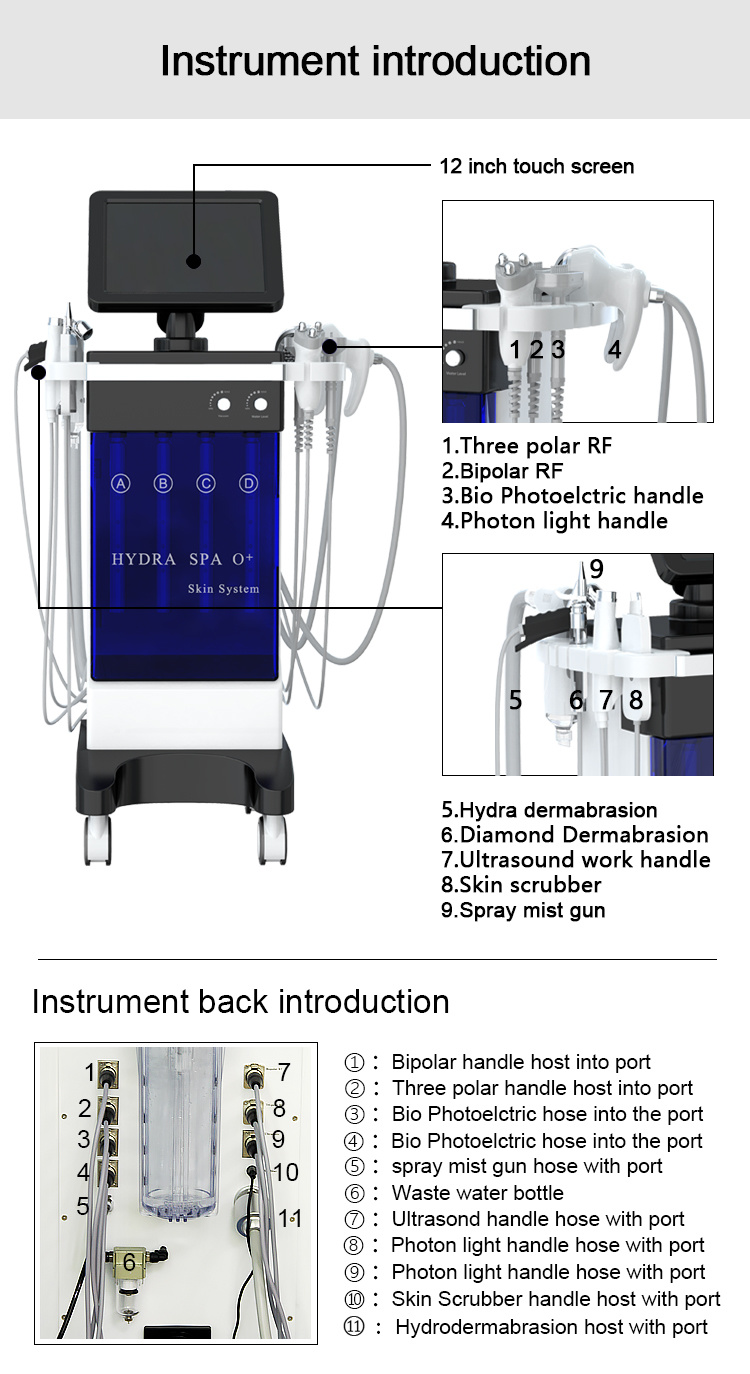 High Quality Hydra Facial RF Skin Tightening Microdermabrasion SPA Equipment SPA909