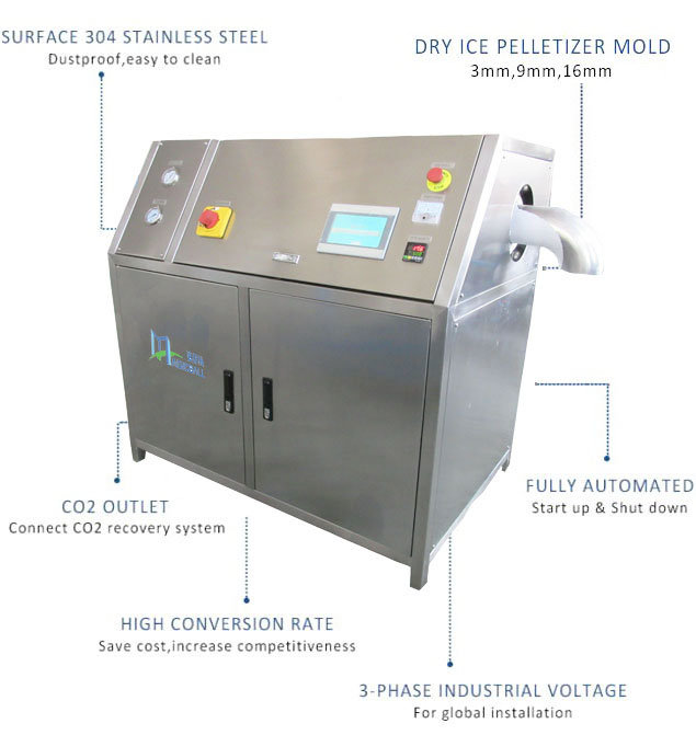 Dry Ice Cream Maker Making Machine From CO2 Maquinaria De Limpieza Bolas De Hielo Seco