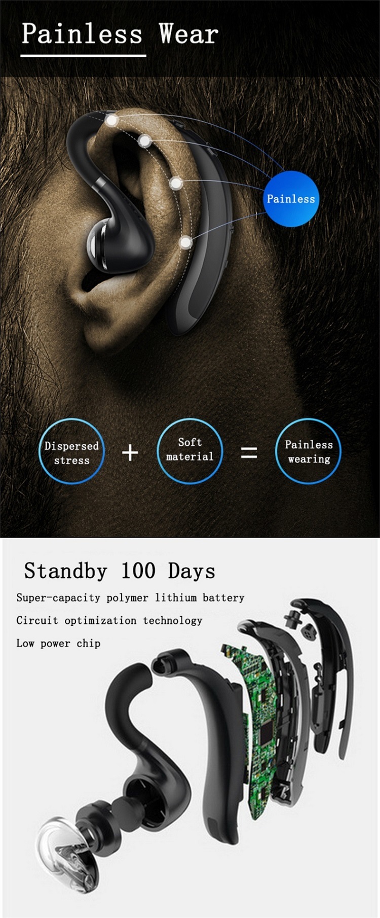 S108wireless Headset Bluetooth Earphone Hands-Free Headphone Mini Earbud Earpiece