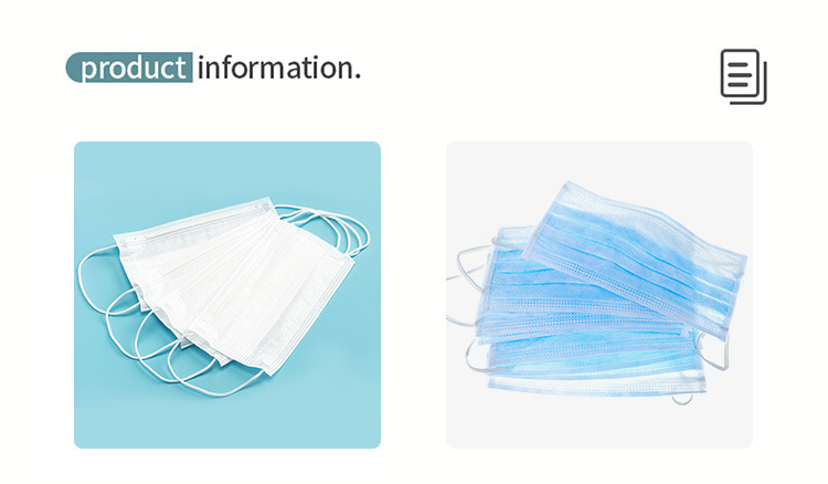 3 Ply Nonwoven Face Mask Against Bacterial Against Pollution
