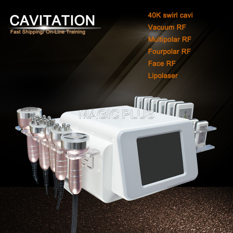 Fat Burning Ultrasound 40K Cavitation Machine 6 in 1 Laser Machine with Vacuum Cavitation System