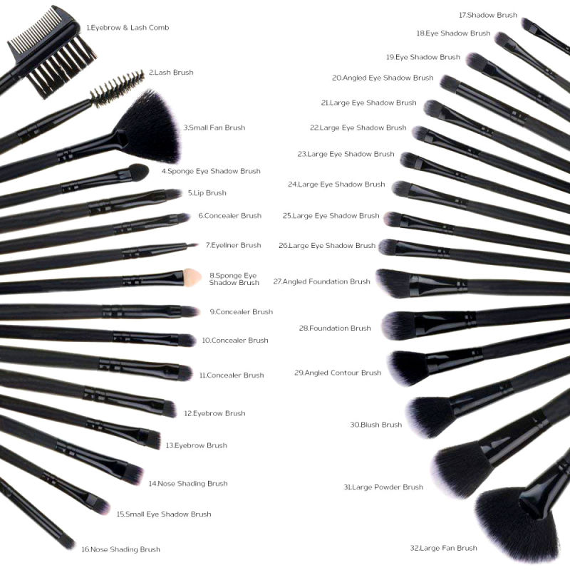 Beauty and Cosmetic Tools 5PCS Black Crystal Makeup Brush