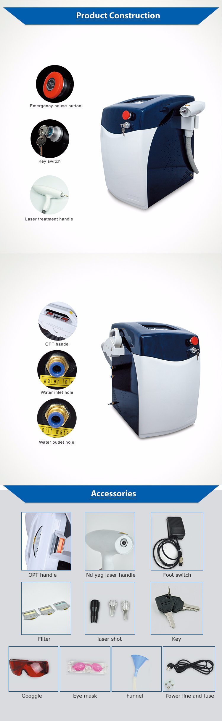 Long Pulse ND YAG Laser for Hair& Tattoo Removal Machine